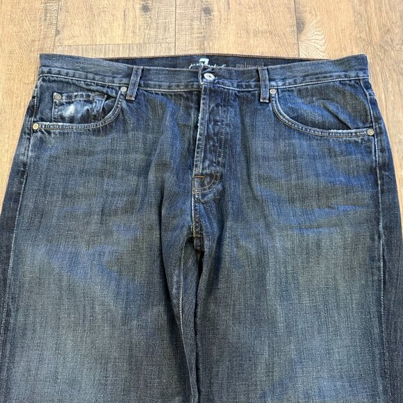 7 For All Mankind Jeans Men's 38 Dark Blue Wash Relaxed Baggy Fit - Picture 2 of 12